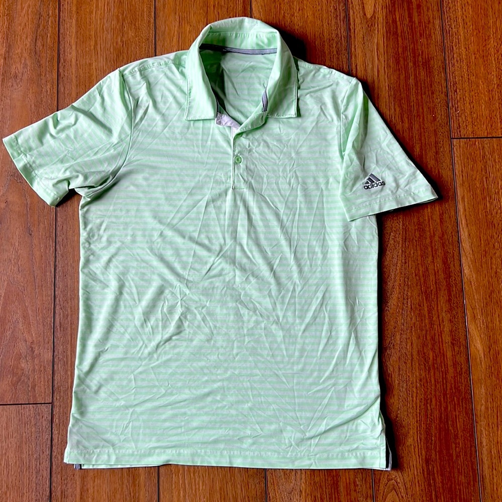 Lime Green and White Adidas Golf Polo